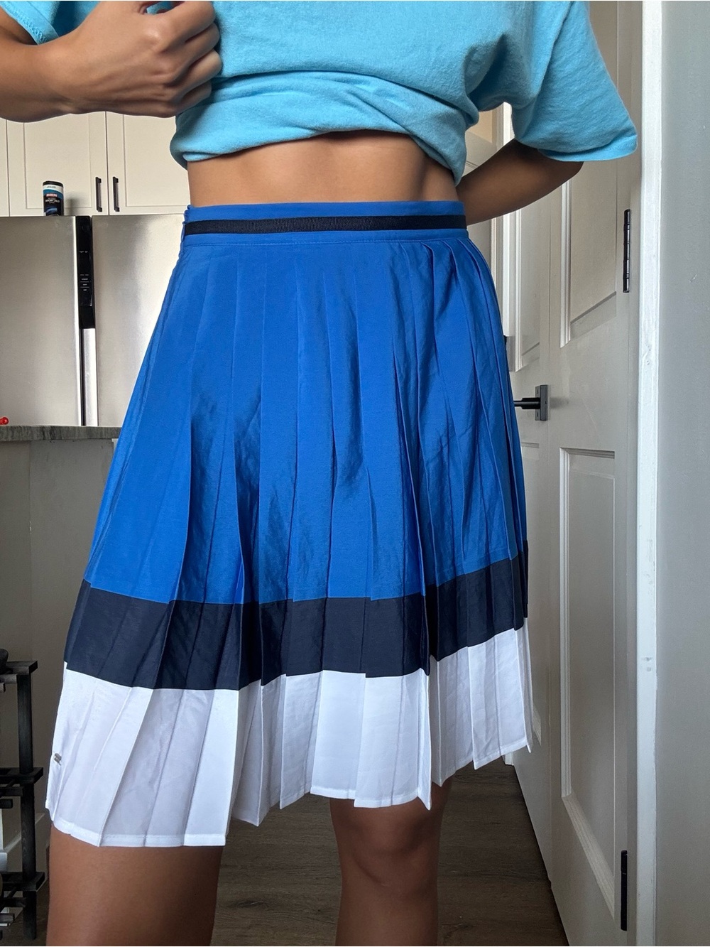 Tommy Hilfiger Blue, Navy and White Pleated Skirt